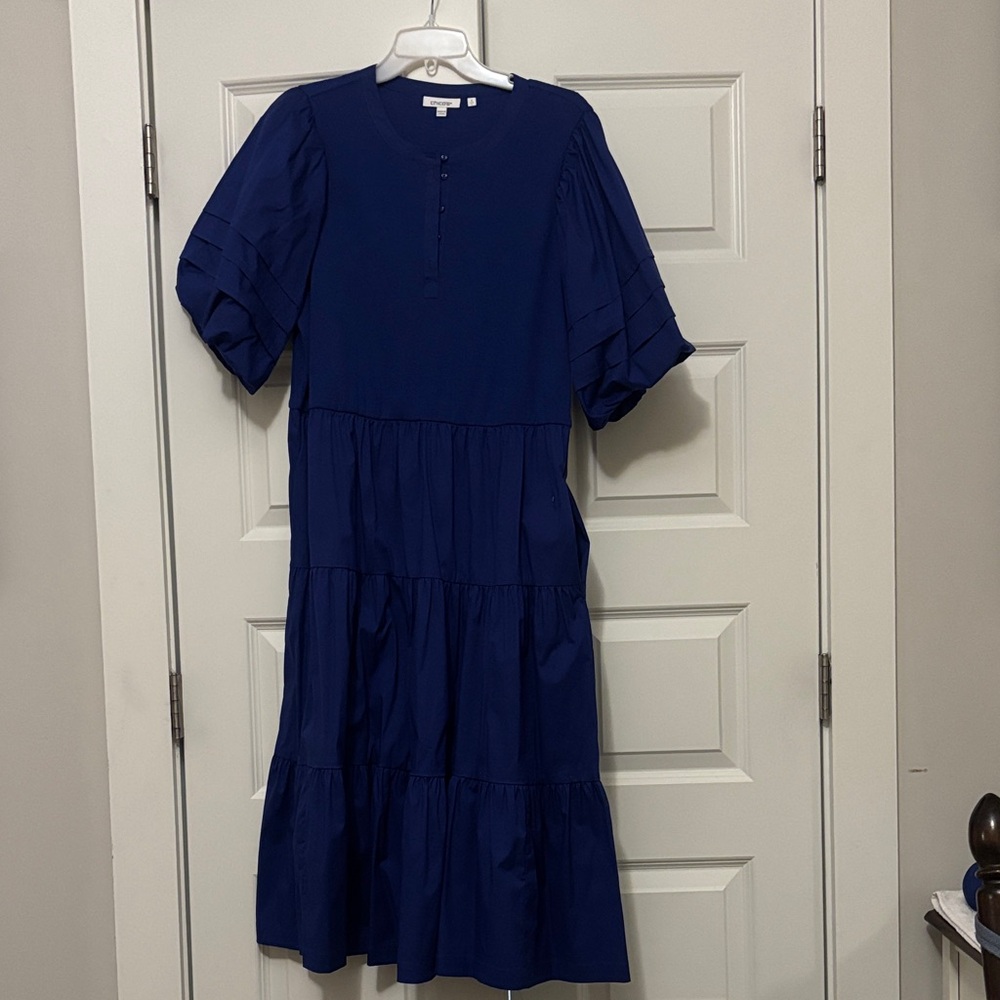 Chico's Royal Blue Button-Front Top, side pockets